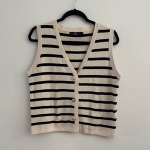 Chic Striped Sleeveless Button Down Top